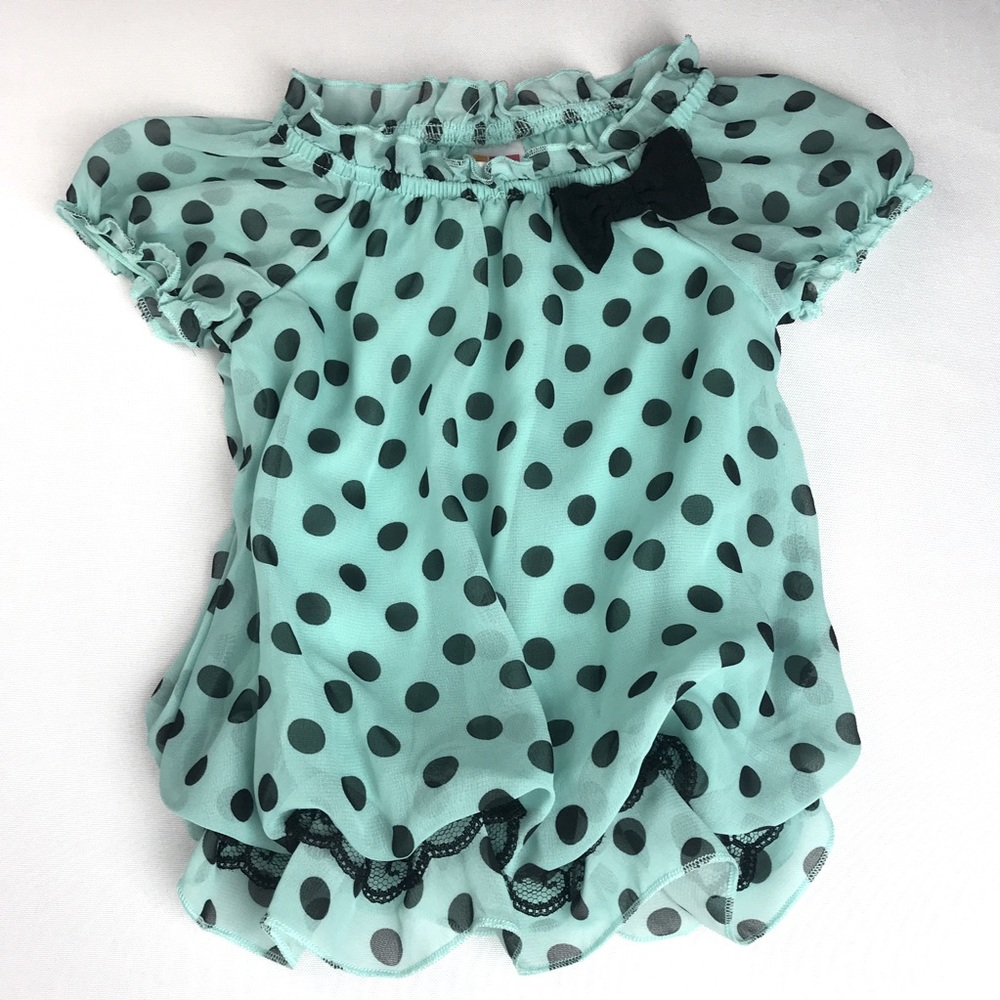 24M Polka Dot Bubble Ruffle Aqua/Mint Top